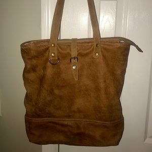 Myra Button Leather Tote Bag